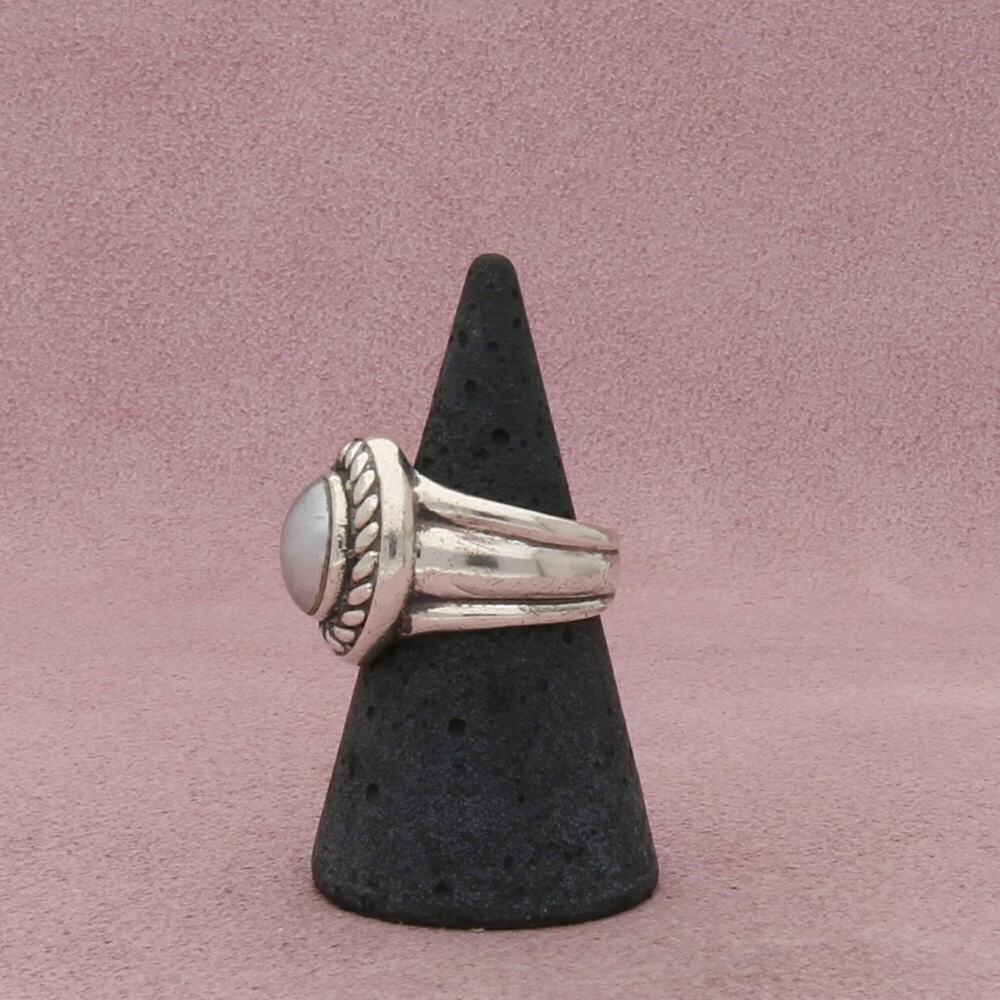 sterling silver braided grey pearl ring size 7 - Picture 2 of 5
